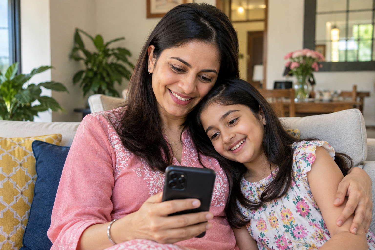 Mother and daughter representing family safety